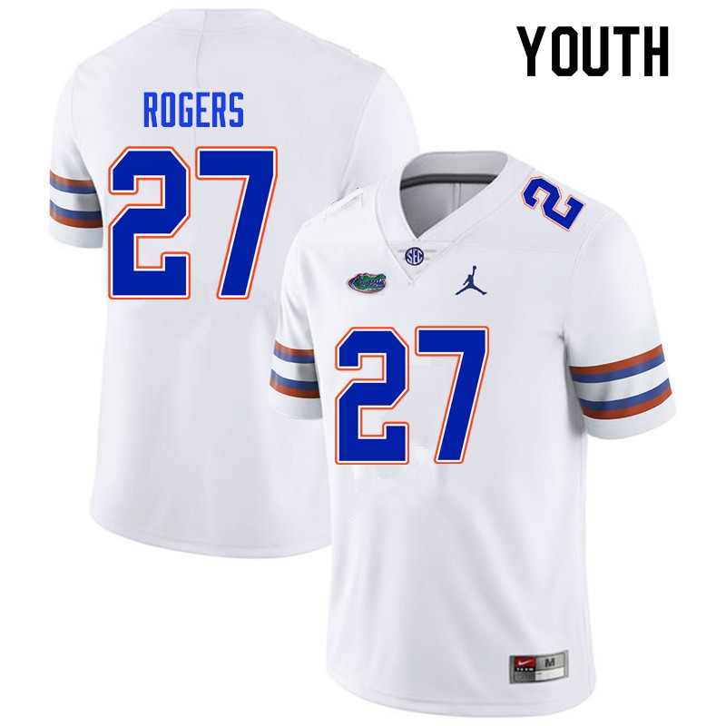 Youth NCAA Florida Gators Jahari Rogers #27 Stitched Authentic Nike White College Football Jersey NFQ4365YV